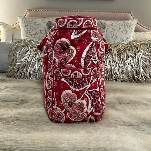 VERA BRADLEY Rosy Posie Large Get Carried Away Tote Pockets Red White Floral - Picture 5 of 13